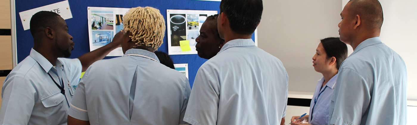 Design ideas by students from KLC School of Design discussed by domestics from the Royal Hospital for Neuro-disability 